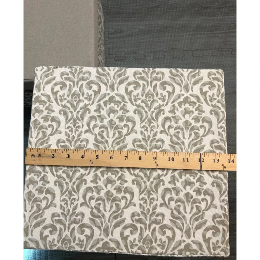 Set of 2 Damask Fabric Storage Bins with Lids Gray Canvas Organizers